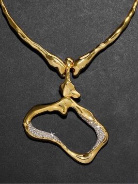 NEW Alexis Bittar Solanales Crystal Modernist Collar Pendant Necklace JN28